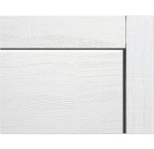 Gros plan sur une surface de porte de garage blanche avec une texture de bois