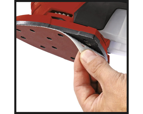 Einhand-Multischleifer mit Schleifpapier wird von Hand gewechselt