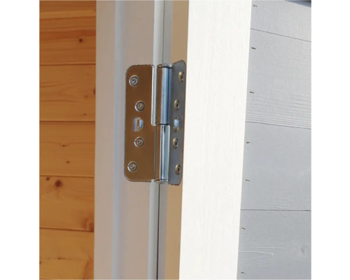 Charnière de porte en métal fixée à une porte