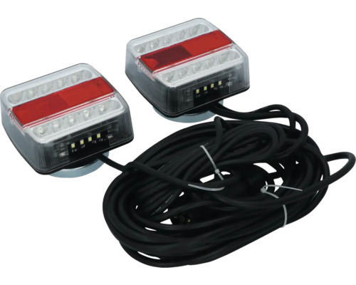 Zwei magnetische LED Rückleuchten mit Kabelaufroller für Anhänger