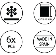 Symbole de résistance au gel, dimension du produit 7,2 x 60 centimètres, 6 pièces, fabriqué en Espagne