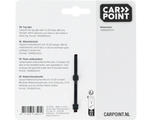 Carpoint Nebelschlussleuchte mit 19 LED-Lampen, 100x80x25 Millimeter