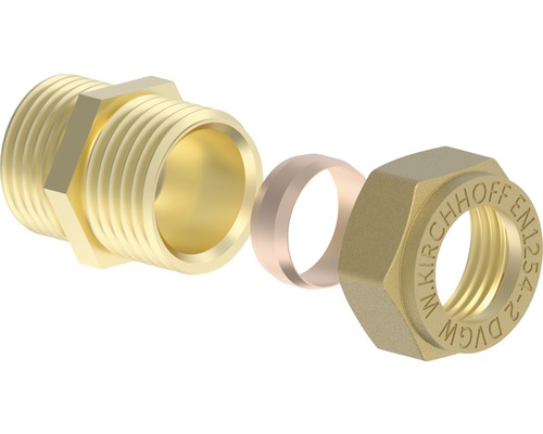 Messingverschraubung mit Schneidring und Überwurfmutter für Sanitäranwendungen