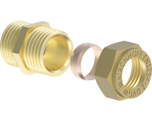 Messingverschraubung mit Dichtring zur Rohrmontage