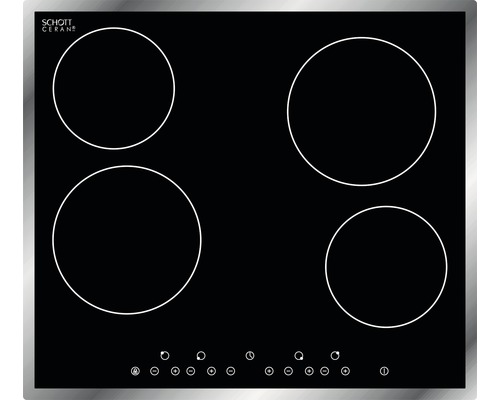 Plaque de cuisson vitrocéramique avec quatre zones de cuisson
