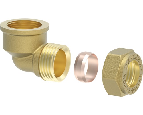 Messing-Winkelverschraubung mit Klemmring und Überwurfmutter für Sanitäranwendungen