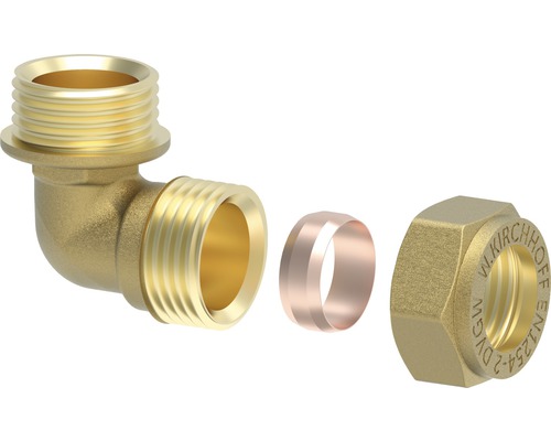 Messing-Winkelverschraubung mit Schneidring und Überwurfmutter