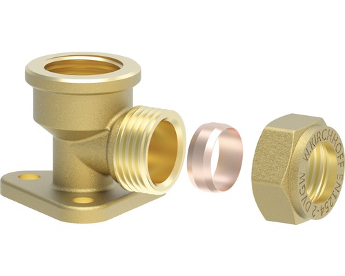 Messing-Winkelverschraubung mit Klemmring und Überwurfmutter