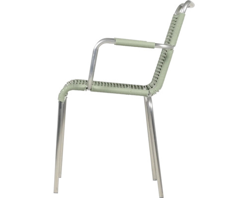 Fauteuil de jardin avec accoudoirs, structure en aluminium et assise tressée