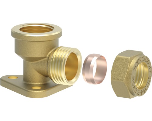 Messing-Wandwinkel mit Schneidring und Mutter für Rohre