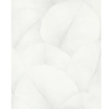 Gros plan d''un papier peint blanc avec un motif de feuilles