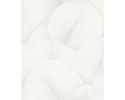 Papier peint intissé 34507 Kumano feuilles blanc Gros plan d''un papier peint blanc avec un motif de feuilles