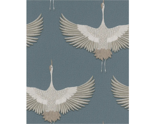 Vliestapete 34531 Kumano Kraniche blau Tapete mit Kranichmuster
