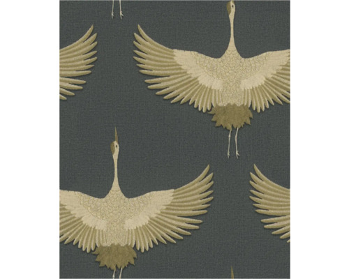 Vliestapete 34532 Kumano Kraniche schwarz Tapete mit Kranichmuster