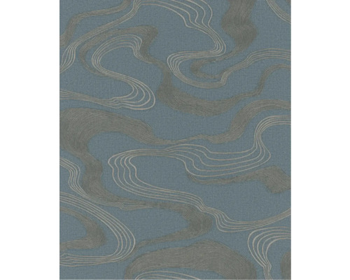 Papier peint intissé 34538 Kumano abstrait bleu Papier peint avec motif de lignes sinueuses