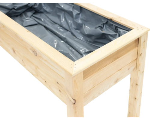 Jardinière surélevée en bois doublée de film