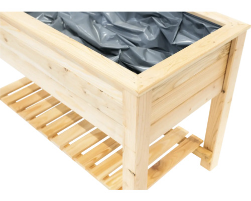 Jardinière surélevée en bois avec étagère