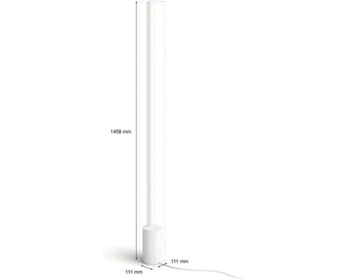 Technische Zeichnung einer Stehlampe mit den Maßen 1458 Millimeter Höhe und 111 Millimeter Durchmesser.