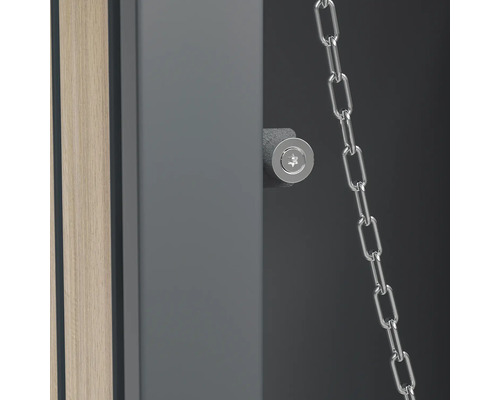 Vue détaillée d''une armoire de sécurité avec serrure et chaîne