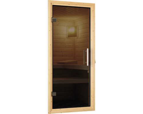 Saunatür mit Holzrahmen und Glas