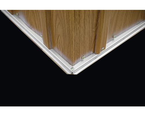 Angle d''un assemblage à rainure et languette avec cadre argenté et vis