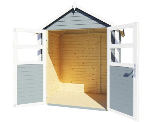 Abri de jardin en bois ouvert avec double porte