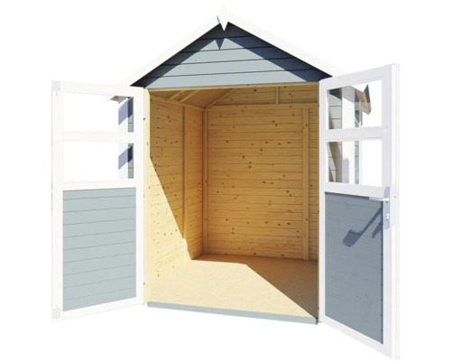 Abri de jardin en bois ouvert avec double porte
