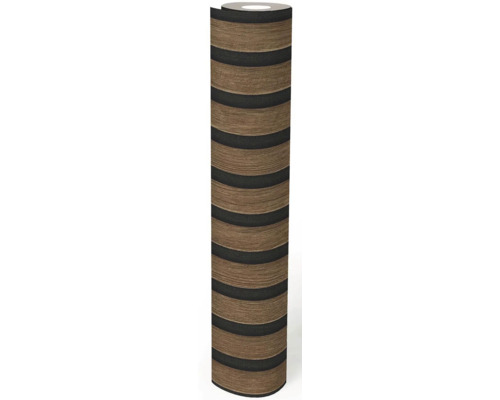 Rouleau de papier peint à rayures marron et noires