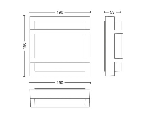 Technische Zeichnung einer Aussenleuchte mit Massangaben