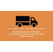 LKW Symbol: Bei Bestellung ab drei Paletten muss die Zufahrt für einen 40 Tonnen LKW befahrbar sein