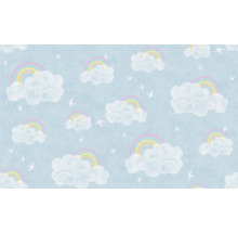 Tapete mit Wolken, Regenbögen und Vögeln