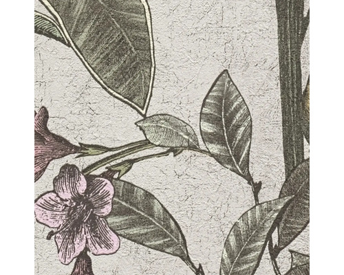 Gros plan d''un papier peint texturé avec un motif de fleurs et de feuilles