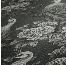 Papier peint avec motif de paons et de fleurs