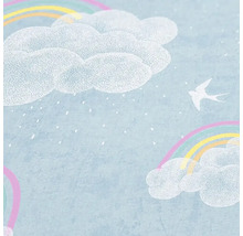 Tapete mit Wolken-, Regenbogen- und Vogelmuster