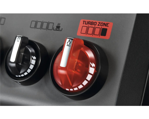 Gros plan sur les boutons du gril avec fonction Turbo Zone