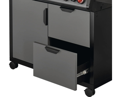 Vue détaillée d''un meuble bas de barbecue avec tiroir