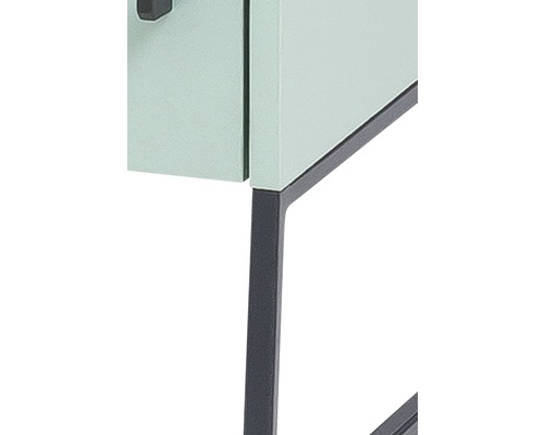 Vue détaillée d''un meuble bas avec pieds en métal