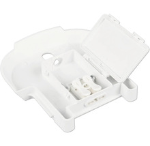 Deckenanschlussdose mit geöffnetem Deckel und Klemmen