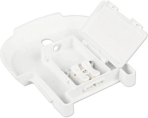 Abzweigdose mit Klemmen und geöffnetem Deckel