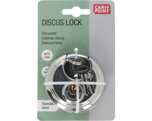 Scheibenschloss aus Edelstahl mit 70 Millimeter Durchmesser
