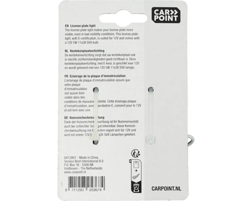 Carpoint Kennzeichenbeleuchtung mit 12V 5W 11x38 SV8 Lampe