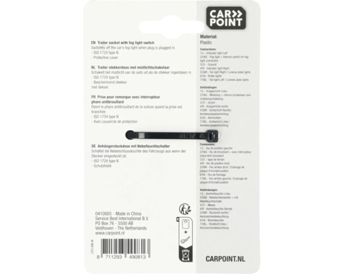 Anhängersteckdose mit Nebelleuchtschalter gemäß ISO 1724 Typ N