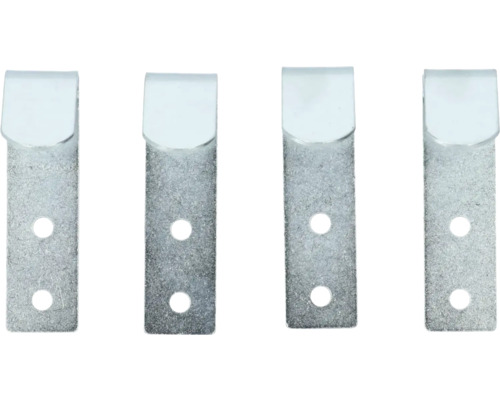 Quatre crochets de cadre métalliques avec deux trous pour la fixation
