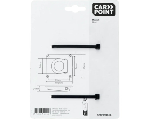 Carpoint Zurröse aus Metall mit Kabelbinder und Massangaben