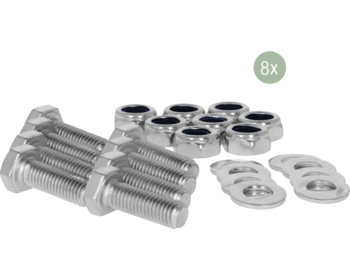 Achtkant-Schrauben-Set mit Muttern und Unterlegscheiben