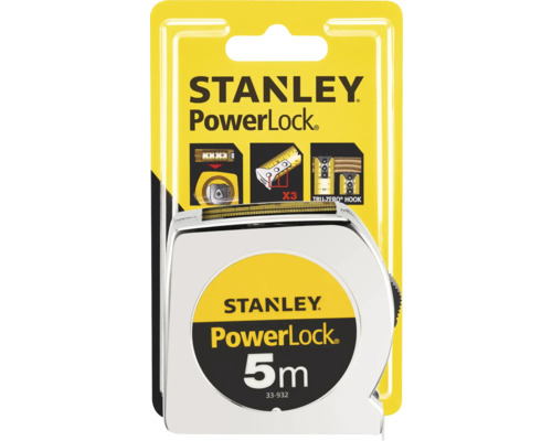 Mètre à ruban Stanley PowerLock d''une longueur de 5 mètres dans son emballage