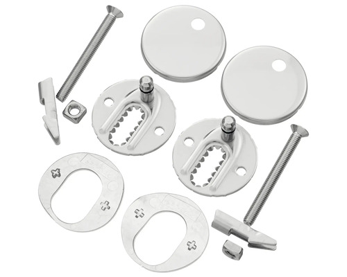 Kit de fixation pour sièges de WC avec vis, écrous et caches