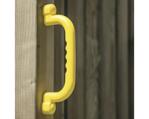 Poignée de rampe extérieure fixée sur une clôture en bois