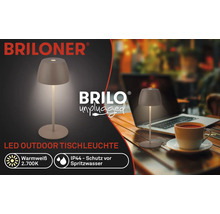 Lampe de table d''extérieur à LED Briloner avec protection contre les projections d''eau