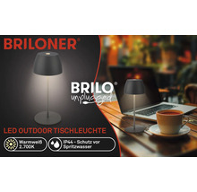 Logo Briloner. Lampe de table LED pour extérieur avec protection contre les projections d''eau.